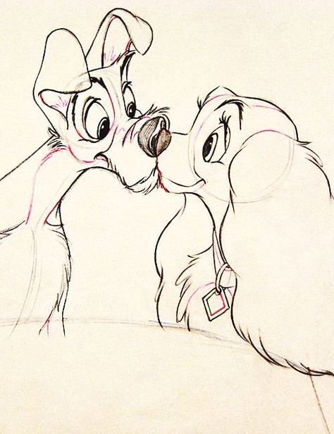 Lady and the tramp drawing Walt Disney Characters, Disney Drawings Sketches, Images Disney, Wallpaper Disney, Disney Art Drawings, Disney Concept Art, Disney Animals, Disney Sketches, Arte Sketchbook