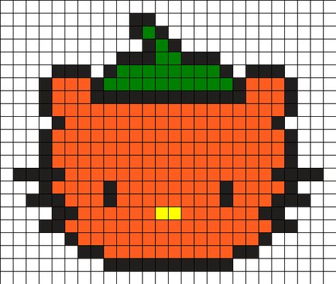 Kandi Patterns for Kandi Cuffs - Characters Pony Bead Patterns Kitty Pumpkin, Hello Kitty Pumpkin, Kandi Cuffs, Easy Perler Beads Ideas, Fuse Bead Patterns, Easy Pixel Art, Pixel Art Templates, Pony Bead Patterns, Perler Bead Templates