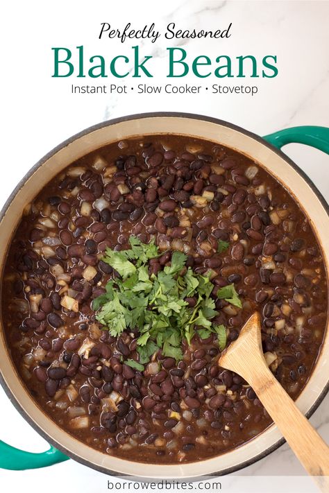 Seasoned Black Beans, Mexican Black Beans, Chipotle Black Beans, Cafe Rio, Dried Black Beans, Black Beans And Rice, Bites Recipes, Slow Cooker Roast, Cast Iron Recipes