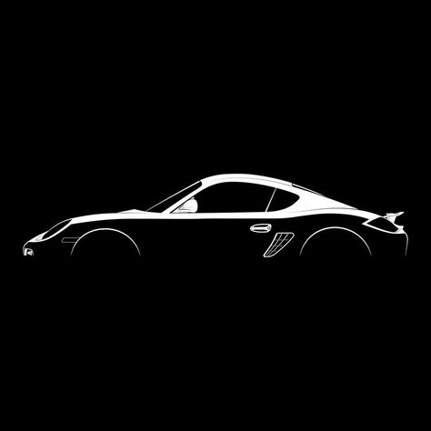 Black and white silhouette of the Porsche Cayman R (987). Very detailed side profile car design. Available on T-shirts, phone cases, posters and many more high-quality products! Check out this design in my store link above! #art Porsche 987, Black And White Silhouette, Sports Car Wallpaper, Car Silhouette, Car Icons, Porsche Cayman, Silhouette Images, Graphic Design Fonts, Porsche Boxster