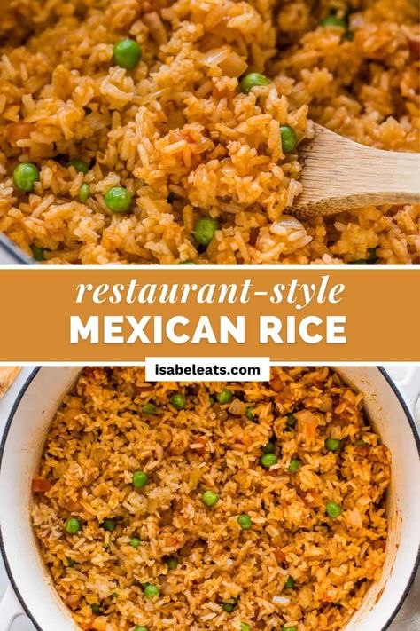 This authentic Mexican rice recipe is easy to make, made with simple ingredients, and way better than the rice you'll find at a Mexican restaurant! It's the perfect side dish for all your favorite Mexican recipes. Mexican Rice Crockpot, Authentic Mexican Rice Recipe, Restaurant Style Mexican Rice, Authentic Mexican Rice, Mexican Rice Recipe, Homemade Beans, Mexican Rice Recipes, Drink Inspiration, Lime Rice