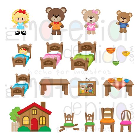 04-dic-2015 - Ricitos de Oro y los Tres Ositos (Cuento con pega pega) | MIMATERIALDENIDO.COM Animal Activities For Kids, Flannel Board Stories, Goldilocks And The Three Bears, Kids Worksheets Preschool, Felt Stories, Pre K Activities, Three Bears, Felt Quiet Books, Printable Pictures