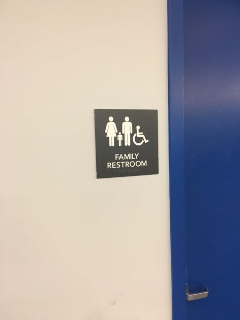 The "child" on this family restroom sign is just a tiny version of the man. Human Diversity, Restroom Sign, Family Bathroom, Bathroom Signs, Letter Board, Light Box, The Man, Signs, Human