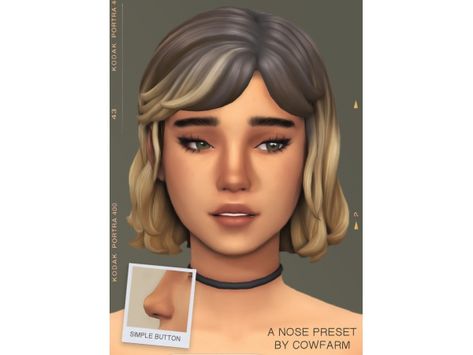 SIMPLE BUTTON: a preset base for a cute lil tiny nose Sims 4 Button Nose Preset, Sims 4 Button Nose, Sims 4 Nose Presets Maxis Match, Ts4 Nose Presets, Sims 4 Nose Presets, Ts4 Presets, Sims Presets, Body Presets, Sims Makeup