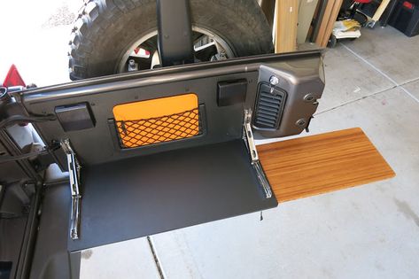 Jeep Wrangler JK DIY Tailgate Table (with blueprints) - Page 2 - Jeep Specific - Offroad Passport Jeep Jku Diy Rear Storage, Jeep Tailgate Ideas, Jeep Jk Interior Mods, Diy Jeep Mods, Jeep Tj Interior Mods, Jeep Camping Wrangler, Overlanding Jeep, Jeep Jk Mods, Jeep Wrangler Accessories Diy