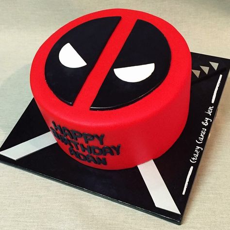 Deadpool Cake/ Deadpool Birthday cake/ single tier/ birthday cake/ Fondant Work Deadpool Cake, Deadpool Party, Deadpool Birthday, Tier Birthday Cake, Birthday Cake Fondant, Lego Invitations, Tiered Cakes Birthday, Marvel Cake, Ninja Turtle Cake