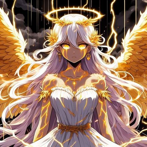 Dnd Angel Character Art, Angel Anime Female, Angel Oc Female, Anime Angel Female, Angel Oc Art, Deity Oc, Fairy Tail Oc, Angel Oc, Concept Art Drawing