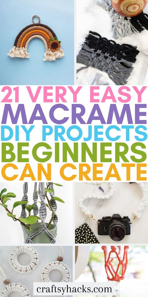 Macrame Crafts For Beginners, 4mm Macrame Projects Diy, Ideas For Macrame, Easy Macrame Projects Diy, Things To Make Out Of Macrame, Macrame Basics For Beginners, Easy Diy Macrame Gifts, Macrame Easy Projects, Small Macrame Projects Ideas