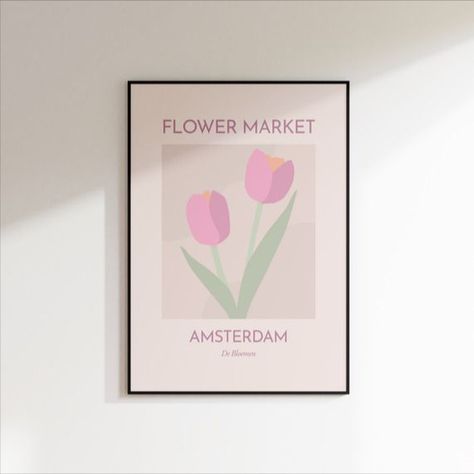 Tulips Printable, Market Poster, Flower Market Poster, Wall Art Flower, Flower Poster, Tulip Print, Danish Pastel, Pastel Floral, Tulips Flowers