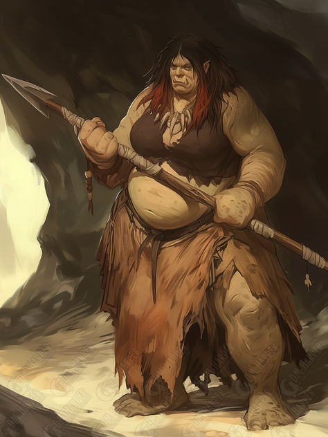 Thog, female Ogre (Stormking's Thunder) Ogre Character Design, Female Ogre, Ogre Art, Giant Female, Female Creature, Female Giant, Female Orc, Pathfinder Character, Fantasy Races