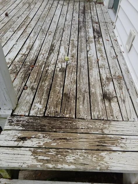 Staining Old Deck, Restore Old Deck, Old Porch Makeover, Painting Porch Wood, Old Deck Makeover, Painted Porch Floor Wood, Porch Floor Paint Colors, Painted Deck Floors, Painted Decks