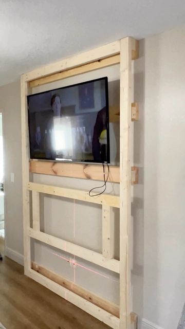 Framing Electric Fireplace, Diy Fireplace Tv Wall Faux Brick, Wall Mounted Electric Fireplace Under Tv Ideas, Wall Mounted Fireplace Ideas, Diy Tv Fireplace Wall, Tv Surround Ideas Tv Walls, Diy Fireplace Insert, Fireplace Tv Wall Plans, How To Build Fireplace Tv Wall