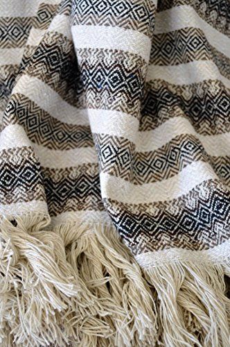 Mexican Blanket Handwoven MEDIUMWEIGHT 80 X 50 in "Herrin... Neutral Bohemian, Brown Throw Blanket, Bohemian Blanket, Handwoven Throw, Yoga Blanket, Mexican Blanket, Bohemian Handmade, Nursery Blanket, Indian Rugs