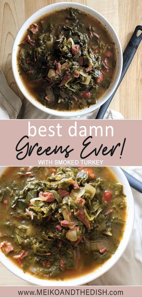 Turnip And Mustard Greens Recipe Soul Food, How To Make Turnip Greens, Mix Greens Recipe, Southern Collard Greens Crockpot, Southern Turnip Greens Soul Food, Turnip Greens Recipe Southern With Bacon, Crockpot Turnip Greens Southern Style, Smoked Turkey Greens, Mustard Collard Greens Recipe