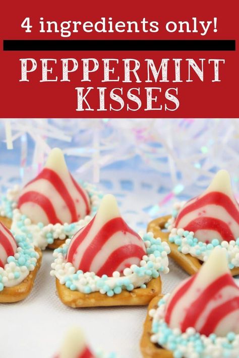 If you are looking for a super simple holiday dessert, look no further than these Peppermint Kisses. With only four ingredients, this simple pretzel dessert can't be topped! #peppermintdesserts #easydessetrecipes #easyrecipes Peppermint Kisses, Peppermint Pretzel, Pretzel Dessert, Peppermint Dessert, Pretzel Desserts, Peppermint Treats, Desserts Homemade, Mint Desserts, New Year's Desserts