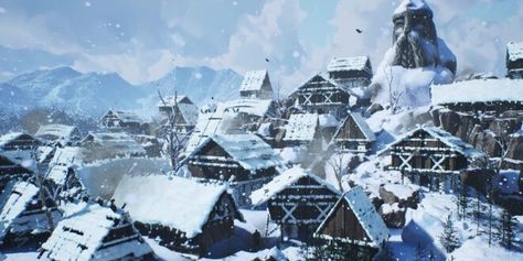 Tundra City Fantasy Art, Orc City, Viking Town Art, Winter Village Fantasy Art, Winter Fortress Fantasy Art, Viking City, Arctic Village Fantasy Art, Snowy Town Fantasy Art, Viking Town