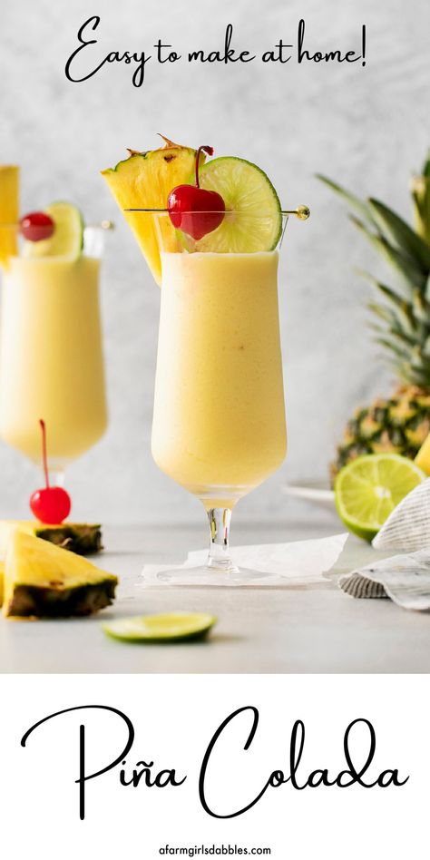 Piña Colada Astetic, Creamy Pina Colada Recipe, Lemon Drop Recipe, Frozen Pina Colada, Rum Drinks Recipes, Pina Colada Recipe, Art Collab, Food Fair, Classic Cocktail Recipes