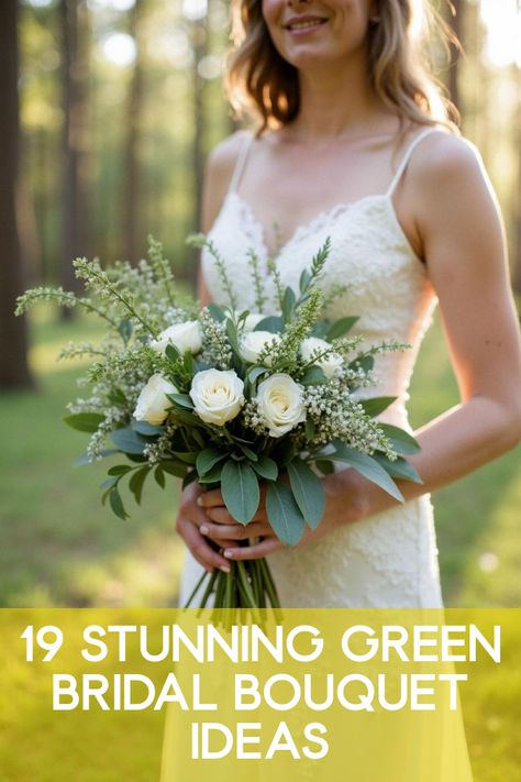 Did you know that a green bridal bouquet can steal the show on your big day? Explore unique and stunning options that blend elegance with nature's charm. From lush foliage to exotic succulents, discover why green is the new white for wedding florals. Get inspired with 19 breathtaking photos and pro tips to make your bouquet unforgettable! Flowers To Go With Emerald Green Dress, Green Bridesmaid Bouquet, Greenery Bridal Bouquet, Rustic Wedding Table Setting, Green Bridal Bouquet, Bridal Bouquet Ideas, Wedding Bridesmaid Bouquets, Green Gold Weddings, Green And White Wedding