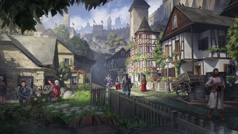 Over 300 names for small villages in your fantasy world. Vila Medieval, Fantasy Architecture, Fantasy Village, 2560x1440 Wallpaper, Fantasy Town, Architecture City, Level Design, Fantasy House, Fantasy City