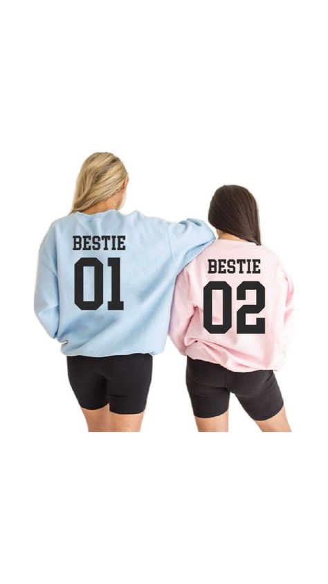 jumpers for bestie Bestie Sweatshirts, Best Friend Sweatshirts, Best Friend Hoodies, Bff Matching Outfits, Best Friend T Shirts, Crazy Best Friends, Bff Matching, Bestie Outfits, Matching Outfits Best Friend