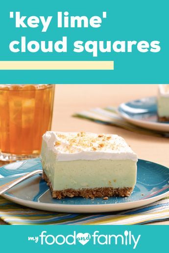 ‘Key Lime' Cloud Squares – Summer calls for a citrus-infused dessert recipe! As a top-rated treat, this combination of PHILADELPHIA Cream Cheese, JELL-O® Lime, graham cracker, COOL-WHIP and more, is sure to be a favorite with your family. Summertime Ideas, Key Lime Desserts, Lime Desserts, Lime Recipes, Delectable Desserts, Jello Recipes, Pie Dessert, Yummy Desserts, Yummy Sweets