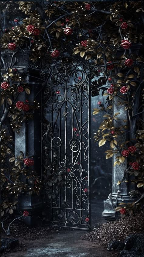 Dark Garden Aesthetic, Garden Of Good And Evil, Red Castle, Midnight Rose, Gothic Garden, Gothic Wallpaper, Gothic Rose, Witchy Wallpaper, Gothic Fantasy Art