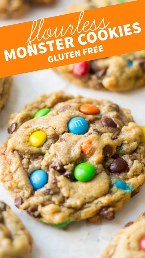 Gluten Free Cookies No Flour, Flourless Gluten Free Desserts, Gluten Free Small Desserts, No Flour Monster Cookies, Wheat Free Cookies, Gluten Free M&m Cookies, Gf Df Dessert, Simple Gluten Free Desserts, Gluten Free Desserts Easy Fast