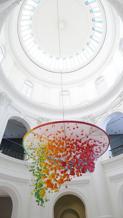 Origami Installation, Rainbow Hanging, Hanging Installation, Ceiling Installation, Collaborative Art, Tableau Art, Art Installation, Origami Art, Paper Sculpture