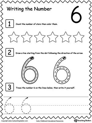 Learn to Count and Write Number 6: Teach your preschooler and kindergarten how to count and write numbers. Practice counting and writting number 6. Number 6 Worksheet Kindergarten, Number Six Activities Preschool, Number 6 Preschool Activities, Number 6 Activity, Number 6 Worksheets For Preschool, Number 6 Activities For Preschool, Number 6 Worksheet, Number 3 Worksheet, Count And Write