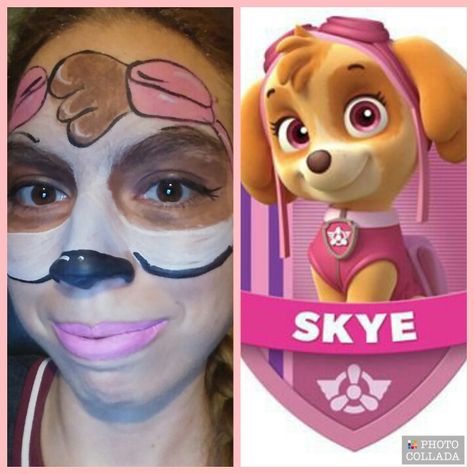 Paw Patrol Marshall Face Paint, Skye Paw Patrol Face Paint, Skye Face Paint, Paw Patrol Makeup, Face Paint Skye Paw Patrol, Face Painting Themes, Paw Patrol Face Paint, Crochet Skye Paw Patrol Hat, Painting Characters