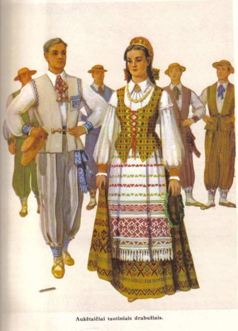 Lithuanian Ancestry, Lithuanian Clothing, History Bounding, Russian Clothing, Popular Costumes, Ukrainian Clothing, Ukrainian Dress, Folk Clothing, Baltic States