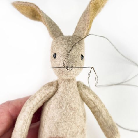 Make a Mini Luna Lapin With Cynthia Treen: Part 2 - CoolCrafting Stuffed Bunnies To Make, Stuffed Bunny Pattern Free, How To Sew A Bunny, Handmade Bunny Doll, Luna Lapin Clothes Patterns Free, Luna Lapin Clothes, Miniature Toys Diy, Luna Lapin And Friends, Felt Stuffed Animals Patterns Free