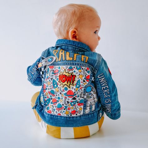 Unique Denim Jacket, Baby Denim Jacket, Jacket Hand Painted, Boys Denim Jacket, Customised Denim Jacket, Bespoke Jacket, Custom Jean Jacket, Kids Denim Jacket, Diy Denim Jacket