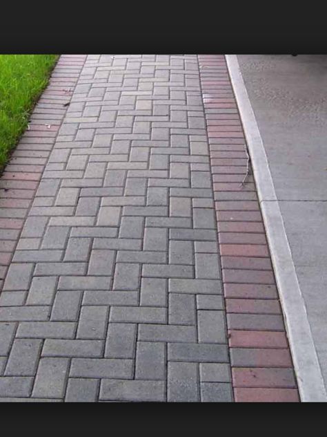 Paving Brick Ideas, Brick Paving Ideas Outdoor, Diy Paving Ideas, Brick Paving Patterns, Interlocking Bricks Design, Driveway Pavers Design, Pavement Bricks, Walkway Design Ideas, Diy Paving