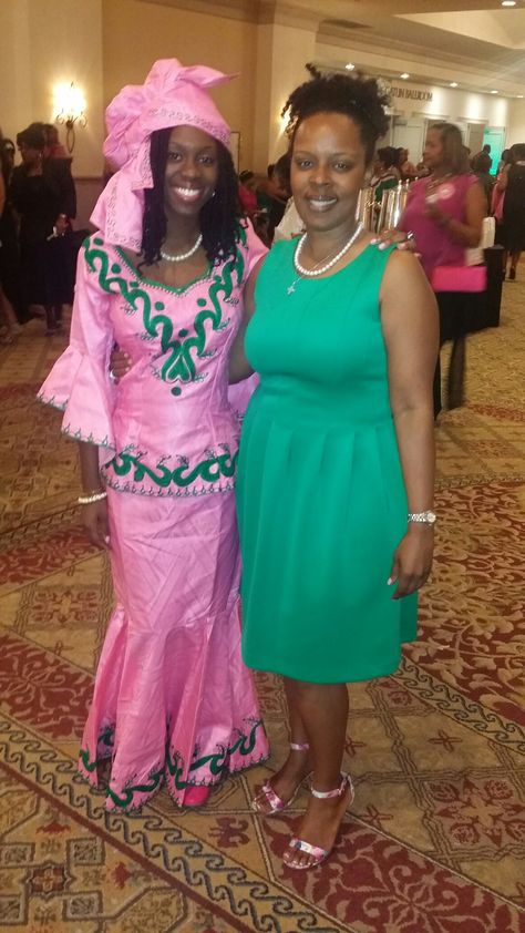 At AKA South Atlantic Regional Conference with my pink and green African Attire. African Inspired Clothing, African Inspired, African Attire, African Fashion, Pink And Green, For Sale, Green, Pink, Quick Saves