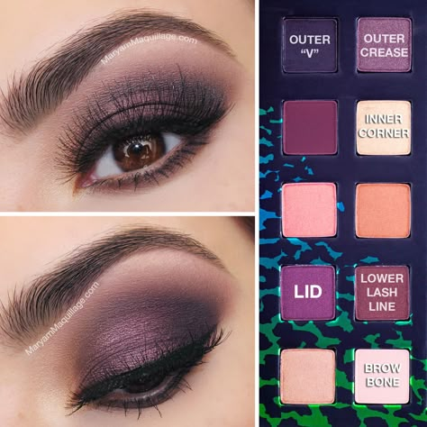 Plum Eye Makeup, Intense Eye Makeup, Purple Smokey Eye Makeup, Brown Eye Makeup, Eye Makeup Glitter, Purple Smokey Eye, Eyeshadow Tutorials, Purple Eye Makeup, Makeup Glitter