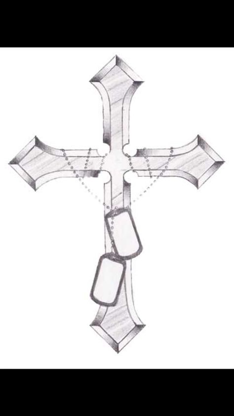 Tattoo Crosses, Cool Cross Tattoos, Dog Tags Tattoo, Cross Shoulder Tattoos, Cross With Wings Tattoo, Small Cross Tattoos, Tags Drawing, Wing Tattoo Men, Tattoo Sites