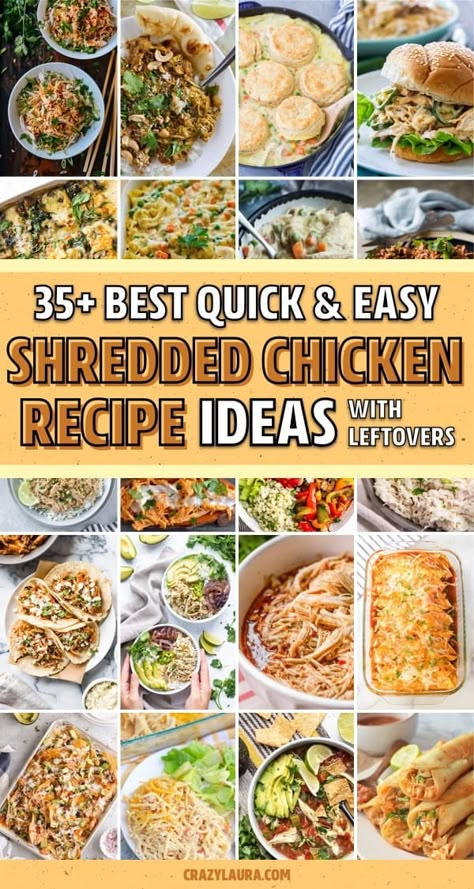 Check out the ultimate collection of shredded chicken recipe ideas with leftovers and more! #dinnerrecipe #shreddedchicken #chickenrecipe #chickendinner Best Shredded Chicken Recipes, Best Shredded Chicken, Ultimate Chicken Casserole, Shredded Chicken Recipes Easy, Shredded Chicken Breast Recipes, Shredded Chicken Casserole, Shredded Chicken Recipe, Shredded Chicken Sandwiches, Easy Shredded Chicken