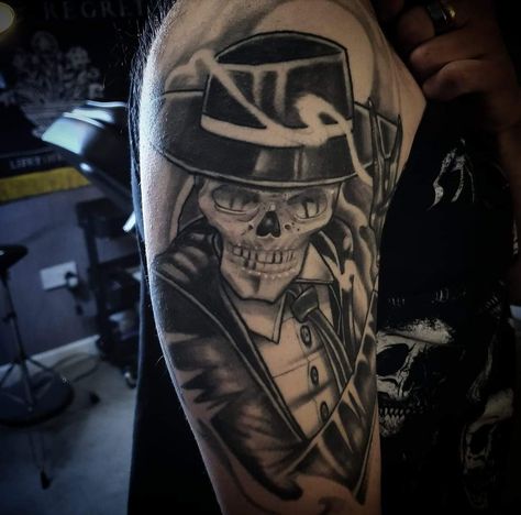 Skulduggery Pleasant from the skulduggery pleasant books by Sam Adamson from Subliminal Studios in Glasgow Scotland #tattoos #tattoo #beauty Skullduggery Pleasant Tattoo, Skullduggery Pleasant, Skulduggery Pleasant, Trending Tattoos, R Tattoo, Glasgow Scotland, Glasgow, Portrait Tattoo, Scotland