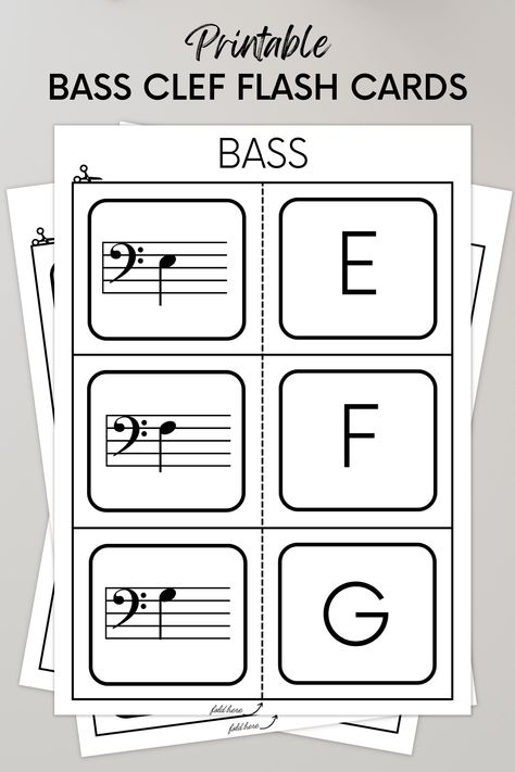 Music Flashcards, Bass Clef Notes, Flash Card Template, Read Music, Music Notation, Bass Clef, Learning To Read, Music Teachers, Music Student