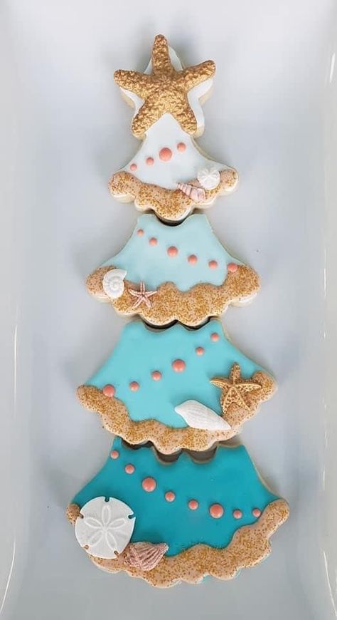 Royal Icing Sugar, Florida Holiday, Coastal Christmas Decor, Paint Cookies, Winter Cookie, Nautical Party, Xmas Cookies, Christmas Sweets, Beach Christmas