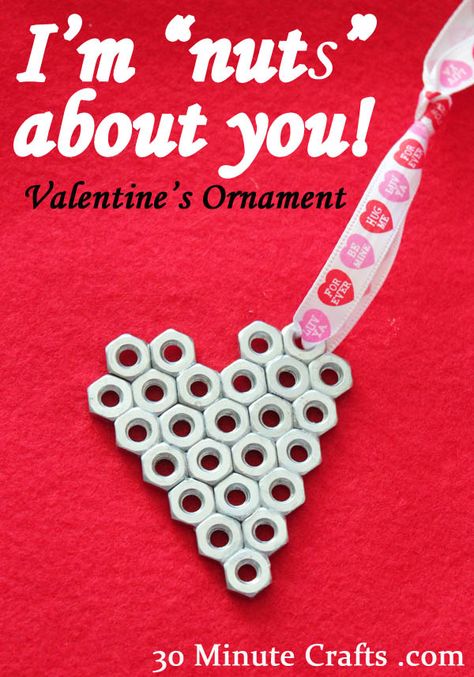 I'm nuts about you Valentine's Ornament Diy Valentines Cards, Quick And Easy Crafts, Cute Valentines Day Gifts, Gifts For Boyfriend, Craft Day, My Funny Valentine, Valentines Gifts For Boyfriend, Diy Gifts For Boyfriend, Diy Valentines Gifts