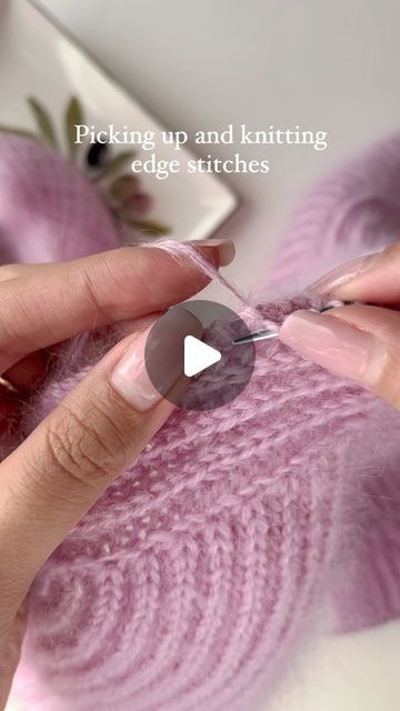 The Tiny Trinket Place on Instagram: "Tips on picking up and knitting stitches:  ✨ Always follow your pattern for the rate. For example, stockinette fabric is usually picked up at a ratio of 2 out of 3 or 3 out of 4 across the vertical edge  ✨ When picking up edge stitches, make sure to pick up both strands of the edge stitch for a neater look  ✨ If it doesn’t look good, just re-do it! You’ll be more familiar with the fabric/edge stitches the second go around and it’s worth the effort for a smooth finish  On the needles: 📖: #agnetecardigan by #petiteknit  🧶: #pearlmohair by #majogarn and #tynnpeergynt by #sandnesgarn   #knittinginspiration #knittersofinstagram #nevernotknitting #knitstagram #knittingaddict #madetolast #slowfashion #knitaddict #knitting #knit #contemporaryknitwear #handkn Knit Finishing Edges, Neat Knitted Edges, Neat Knitting Edges, How To Knit Neat Edges, Left Leaning Increase Knitting, Contemporary Knitwear, Knitting Basics, Knitting Videos, Edge Stitch