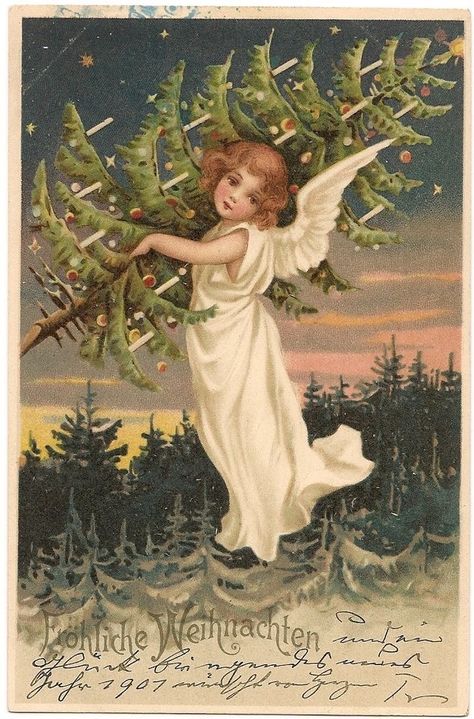 Christmas Tree Angel, Christmas Papers, Angel Images, Vintage Christmas Images, Angel Tree, Christmas Collectibles, Merry Christmas To You, Old Fashioned Christmas, Christmas Angel