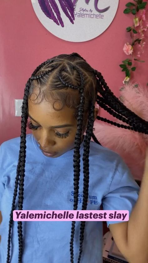 Cornrows 5 Braids, Quick Braid Hair Styles For Black Women, Hairstyles With One Bundle Of Braiding Hair, Braiding Hairstyles For Black Women Easy, Dollar Sign Braids, Jayda Wayda Braids 5 Braids, Jayda Wayda Braids, Big Box Braids Hairstyles, Feed In Braids Hairstyles