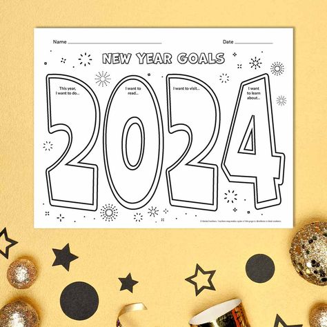 2024-Goals-Template New Year Goals Template, Year Goals Template, Accomplishing Goals, Year Goals, 2024 Goals, Goals Template, Goals Worksheet, We Are Teachers, Creative Curriculum