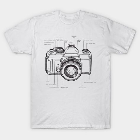 white t shirt with camera details - Camera Lover - T-Shirt | TeePublic Photography Shirt Svg, Photographer Shirt Ideas, Photography Shirts Design, Photographer Tshirt, Camera T Shirt Design, Camera Lover, White Shop, White T Shirt, White Tshirt