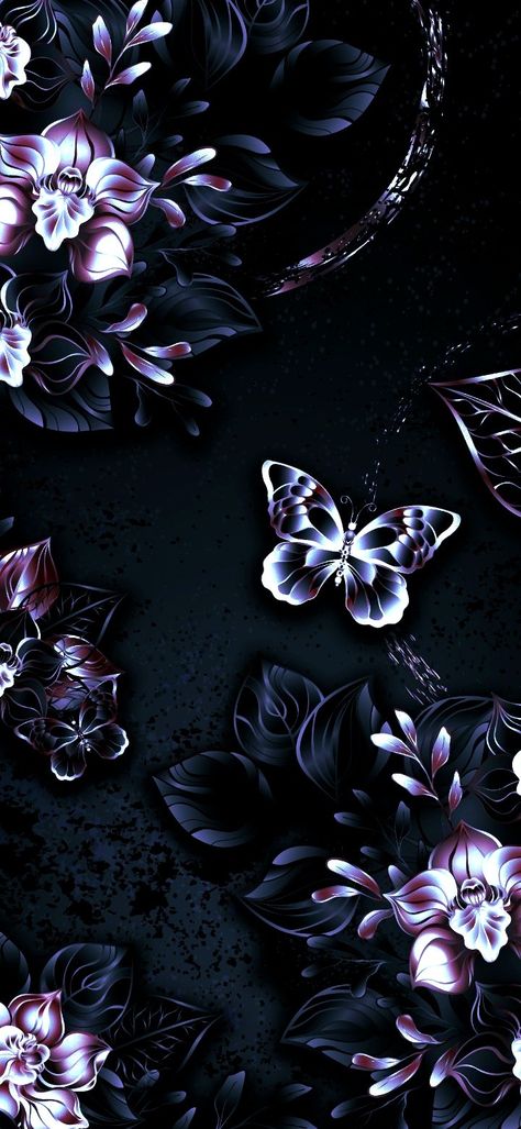 Dark Love Wallpaper Backgrounds, Butterfly Phone Background, Black And Purple Phone Wallpaper, Wallpaper Backgrounds Dark Beautiful, Transparent Background Aesthetic, Border Wallpaper Iphone, Wallpaper Backgrounds Purple Flowers, Floral Wallpaper Black Backgrounds, Unique Phone Wallpaper