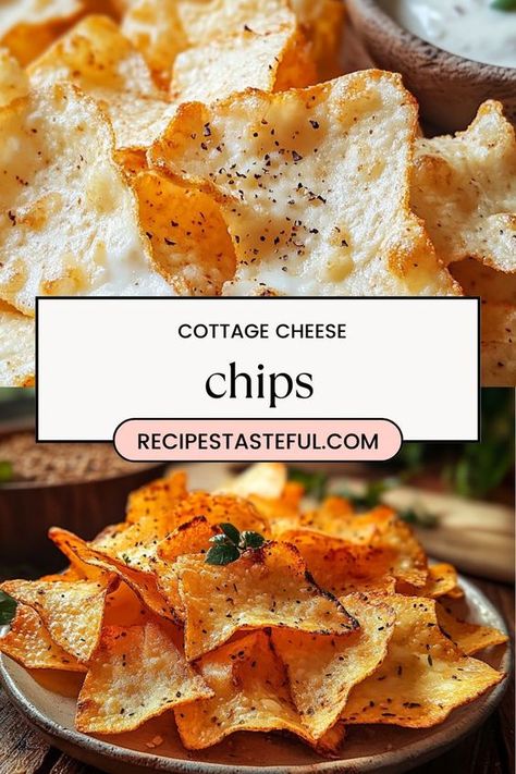 Deliciously crispy and healthy cottage cheese chips, seasoned to perfection. A great low-carb snack option that’s easy to make and perfect for dipping! Homemade Healthy Cheezits, Healthy Chip Substitute, Low Carb Cheese Chips, Baked Cheese Chips, Cottage Cheese Based Dip, Healthy Cheese Its Recipe, Chip Replacement Healthy, Cottage Cheese Chips Microwave, Crunchy Snack Ideas