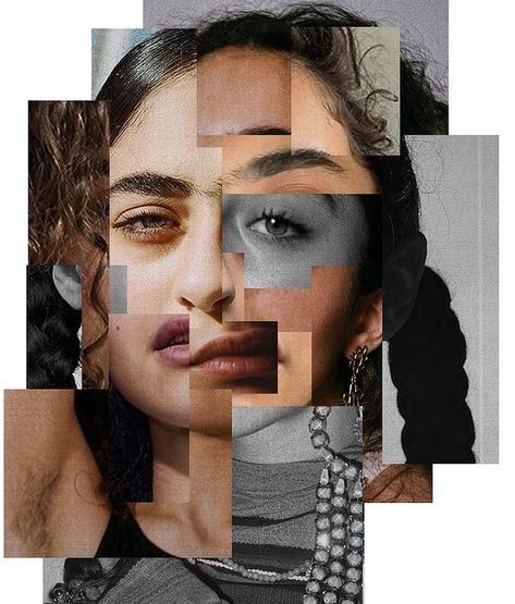 Face Collage Art Photography, Mixed Media Photography Portraiture, Photography Identity Ideas, Physical Editing Photography, Face Collage Photography, Altered Faces Photography, Portrait Collage Photography, Photomontage Portrait, Deconstructed Portrait